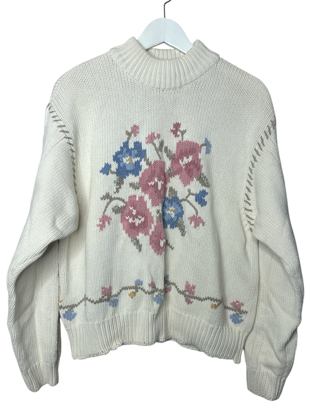 Liz Claiborne Coastal Grandma Cottagecore Floral Knit Sweater Vintage